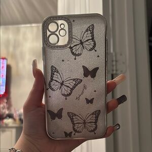 Butterfly Design Phone Case - Silver